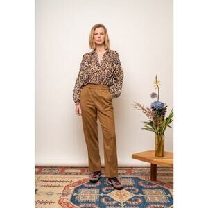 Chloe Stora Trousers Straight Leg With Pockets Color Tan Size 36 OR SMALL